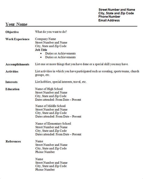 Sample Resume Template For Students
